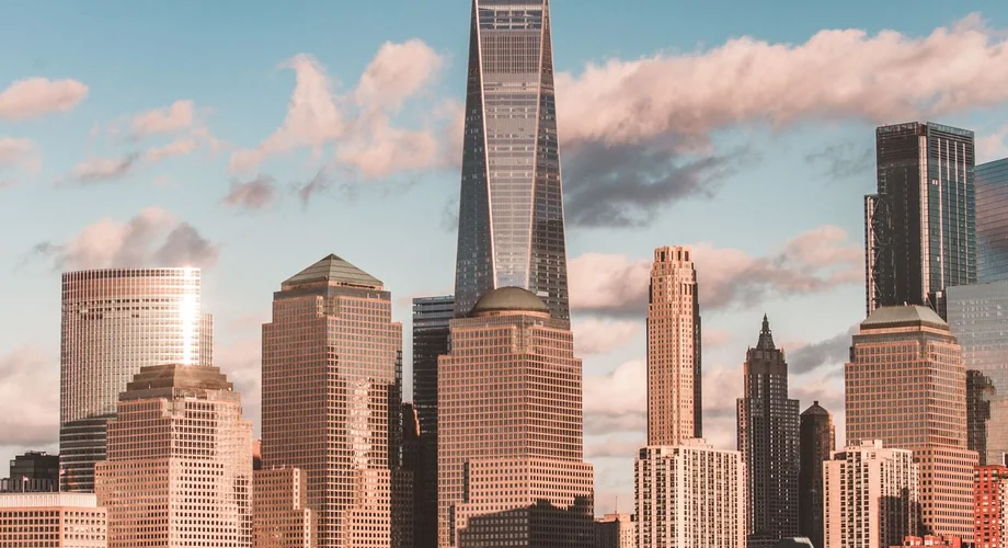 Lower Manhattan skyline featuring One World Trade Center, New York City