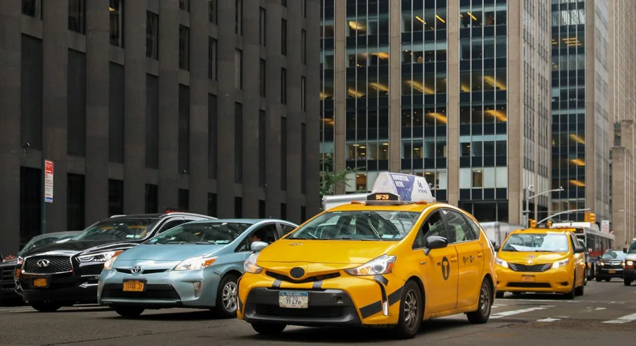 Yellow taxis on a New York City street